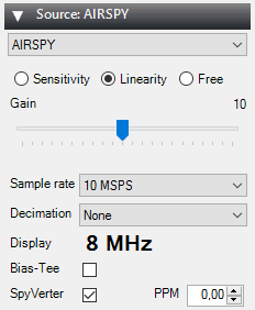 Airspy in Linearity mode